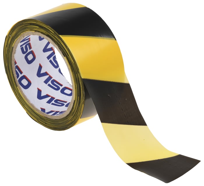 Ruban de signalisation Noir/Jaune RS PRO, 50mm x 100m x 0.02mm