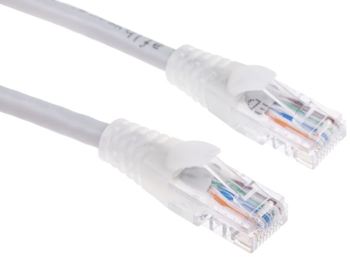 RS PRO, 2m Cat5e, Grey RJ45 to Male RJ45 Male, U/UTP Unshielded, Terminated PVC Sheath