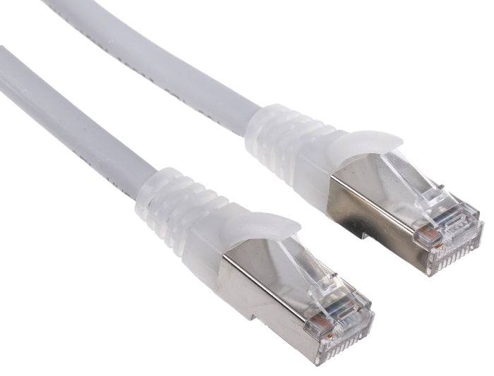 RS PRO, 2m Cat6, Grey RJ45 to Male RJ45 Male, F/UTP Shielded, Terminated LSZH Sheath