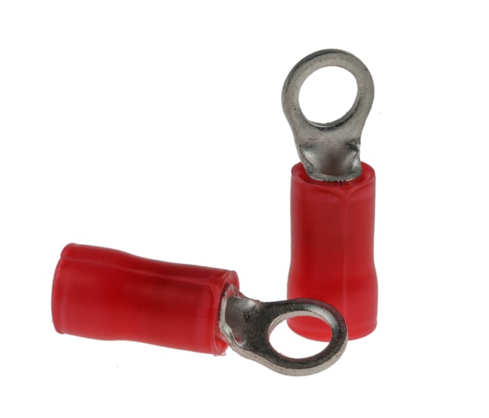 TE Connectivity, PLASTI-GRIP Insulated Crimp Ring Terminal, M3.5 Stud Size, 0.26mm² to 1.65mm² Wire Size, Red