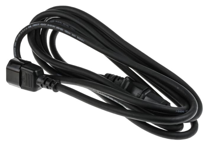 Napájecí kabel 3m, Černá, A: IEC C15, B: IEC C14, 10 A, 250 V RS PRO 1mm2