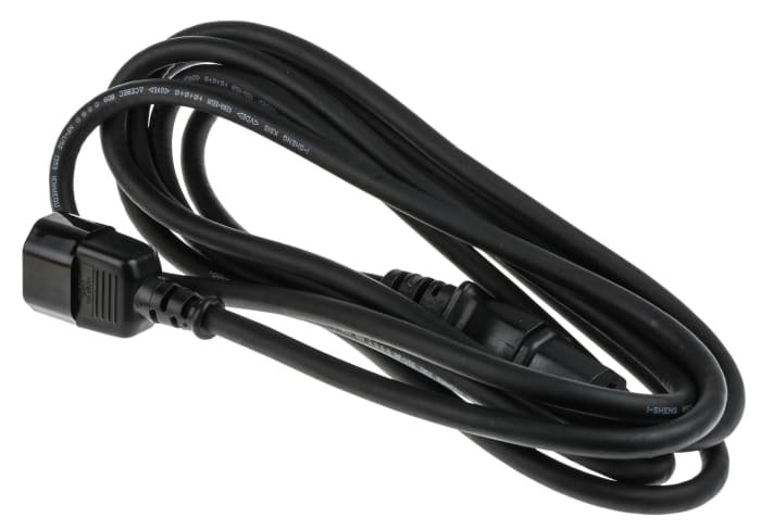 Napájecí kabel 3m, Černá, A: IEC C14, B: IEC C15 RS PRO