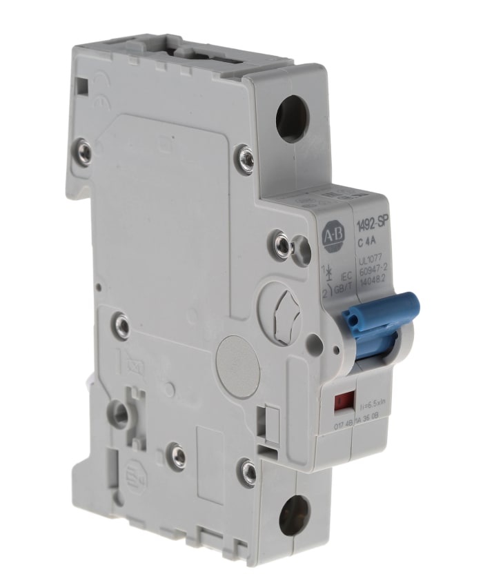 Allen Bradley 1492 1492-SPM MCB, 1P, 4A Curve C, 277V AC, 48V DC, 10 kA Breaking Capacity
