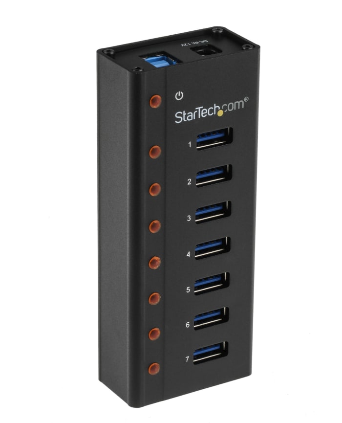 StarTech.com 7 Port USB 3.0 USB A  Hub, AC Adapter Powered, 110 x 44 x 24mm