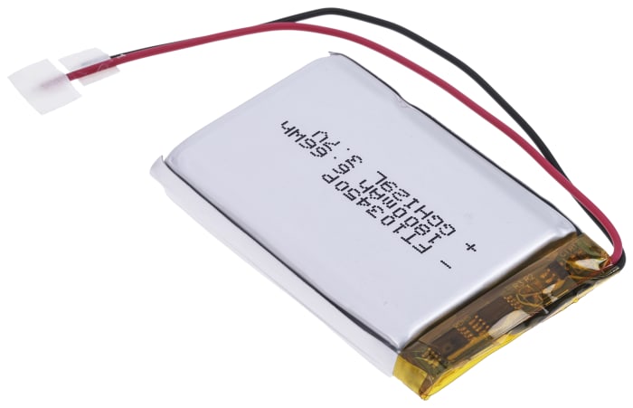 RS PRO RS PRO, 3.7V, 103450, Lithium Polymer Rechargeable Battery, 1.8Ah