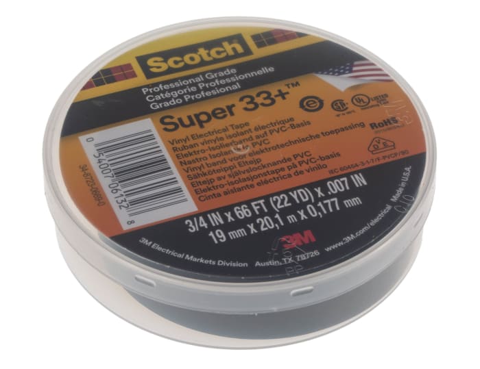 SUPER 33+ 20 X 19 3M 3M Scotch Super 33+ Black PVC Electrical Tape