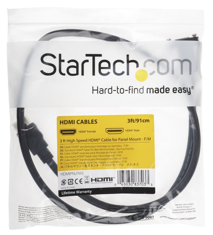 Cable Hdmi Macho A Hdmi Hembra Startech,para Montaje En Panel