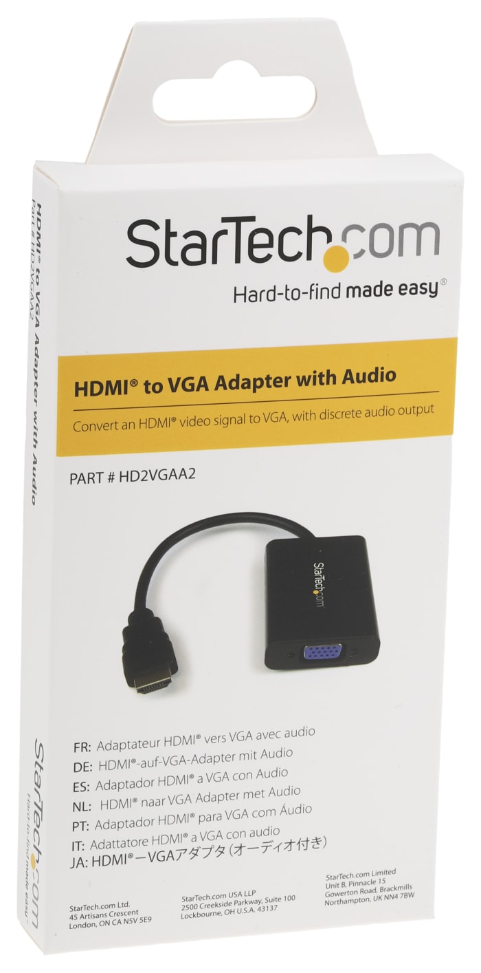 Startech HDMI to VGA Adapter 250mm Length 1920 x 1080 Maximum Resolution StarTech RS Components India
