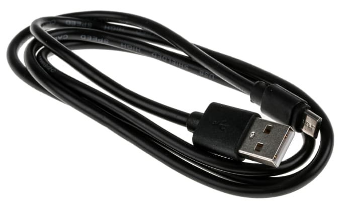 RS PRO USB 2.0, Male USB A to Male Micro USB B, 1m
