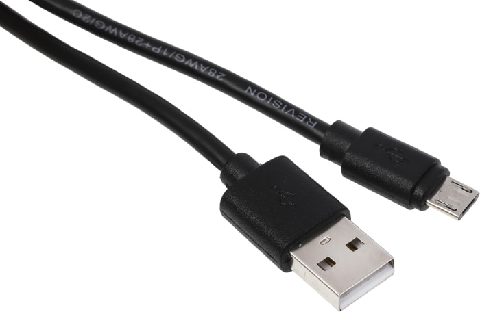 Cable USB 2.0 RS PRO, con A. USB A Macho, con B. Micro USB B Macho, long. 1.8m, color Negro