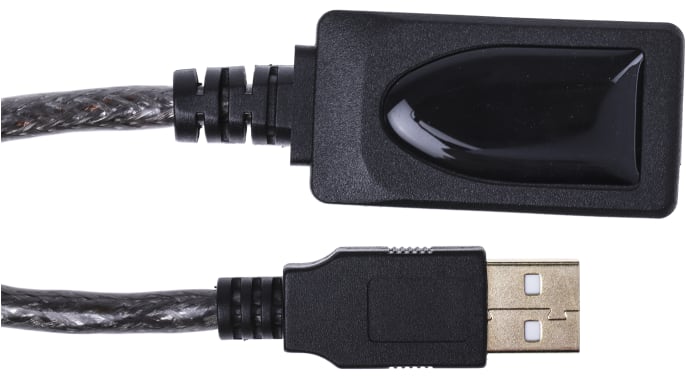 Alargador USB 2.0 RS PRO, con A. USB A Macho, con B. USB A Hembra, long.  250mm, color Negro