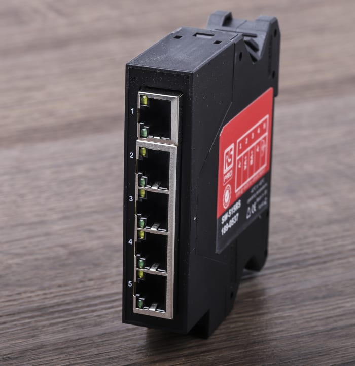 Switch Ethernet RS PRO 5 Ports RJ45, 1000Mbit/s, montage Rail DIN 5 → 30V  c.c.