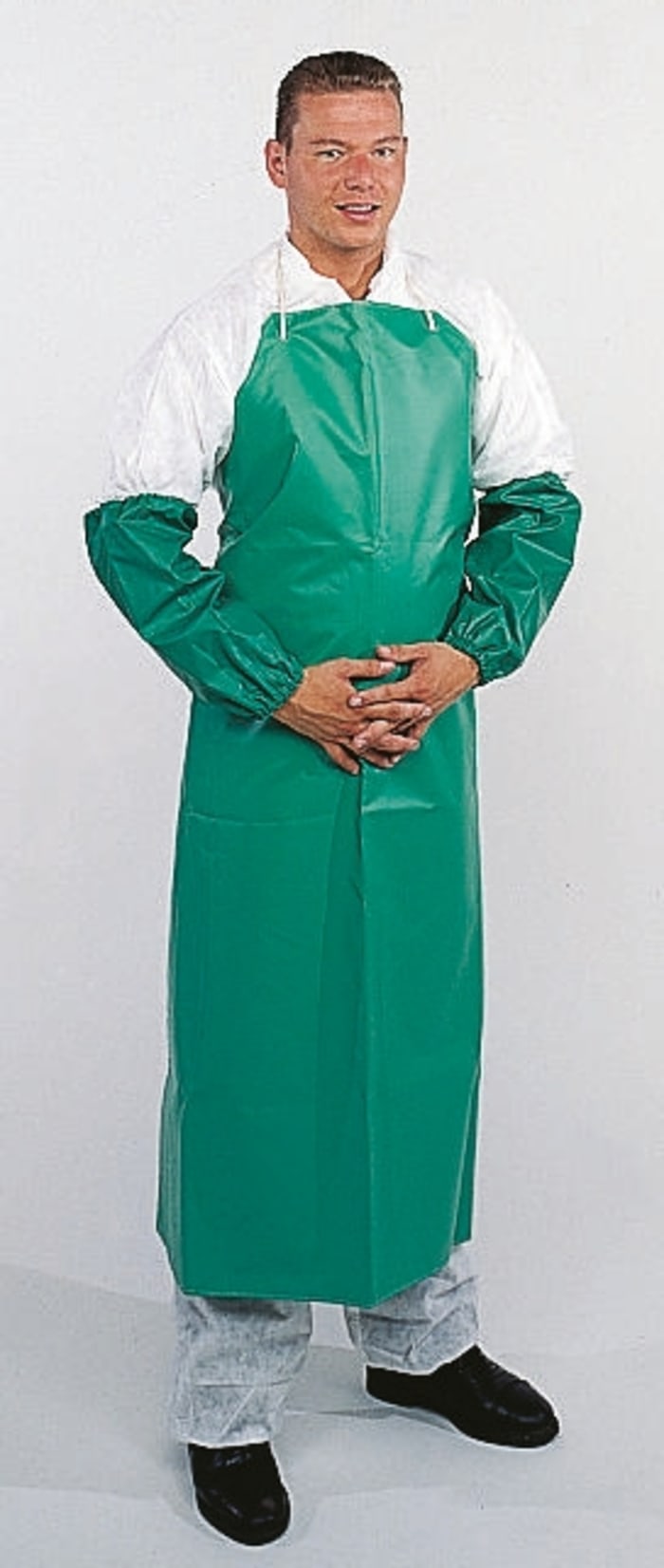 Green PVC/nylon,chemical apron,42x36in