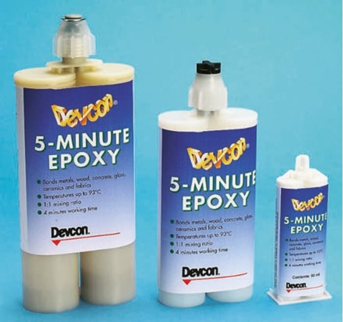 Adhesivo epoxi estructural blanco ITW Devcon 5 Minute Epoxy, cartucho de 200 ml, cura 12 h