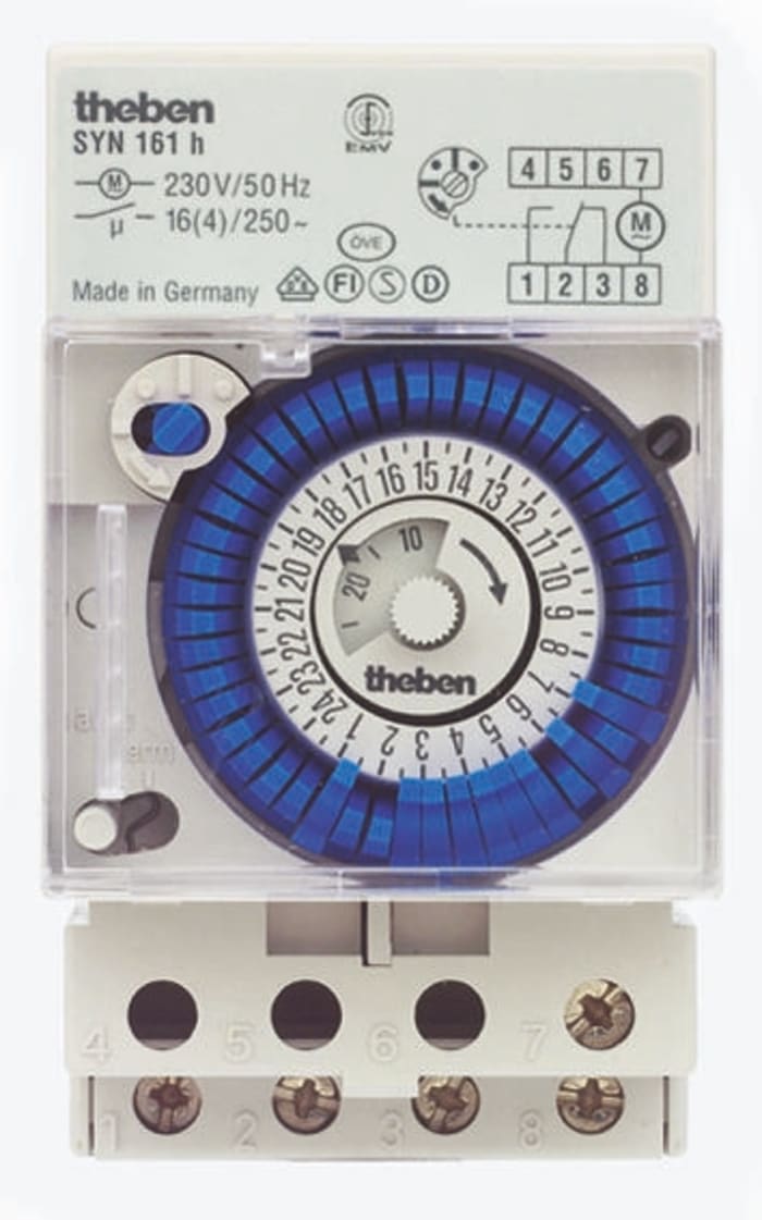 Interrupteur horaire pour rail DIN Theben / Timeguard, 110→230 V c.a. 1 canal