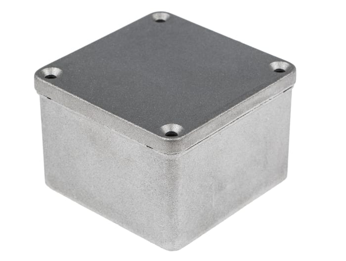 RS PRO Grey Die Cast Aluminium Enclosure, IP65, Grey Lid, 87 x 87 x 61mm