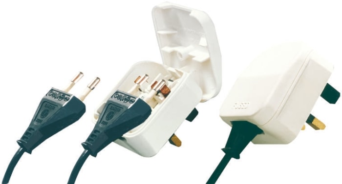 Power Connections Europe to UK Mains Connector Converter, Rated At 3A