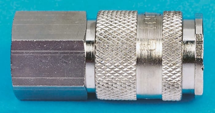 Brass, Steel Female Pneumatic Quick Connect Coupling, G 1/4 Female Threaded