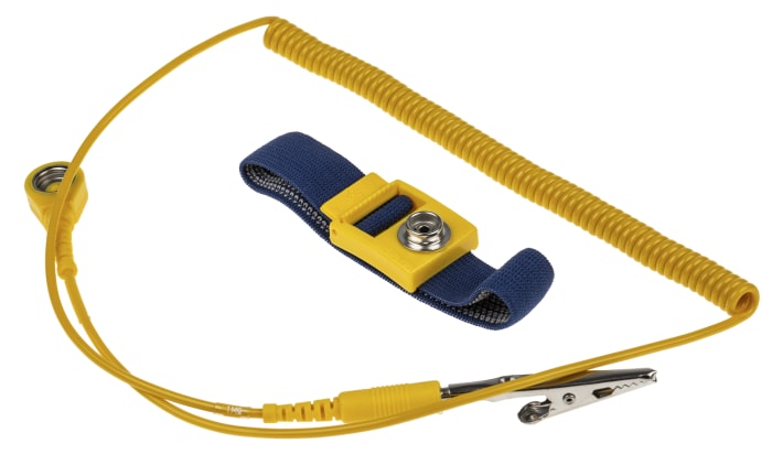 Bracelet de mise à la terre PSDE et jeu de cordons RS PRO, Douille 10mm, pression femelle 10mm