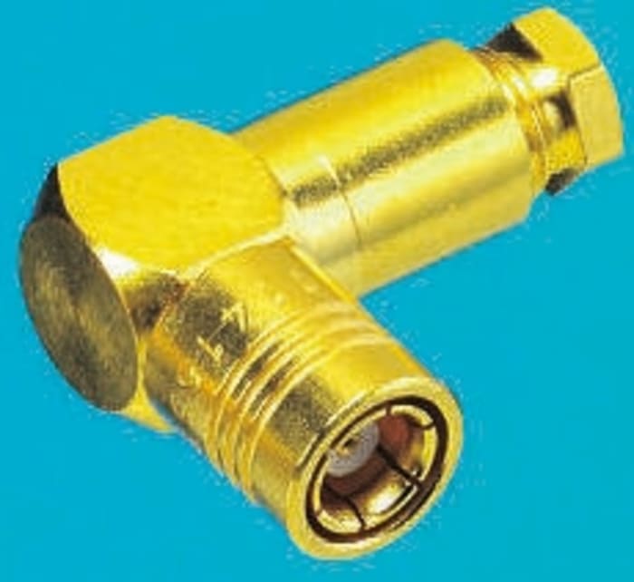 Connecteur SMB Radiall Mâle à angle droit, raccordement Cage à ressort 50Ω Montage sur câble