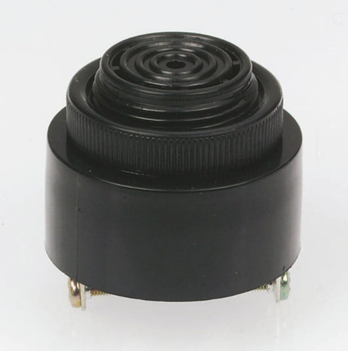 77dB Panel Mount Slow Pulse Internal Piezo Buzzer, 42.5 (Dia.) x 33mm, 6V dc Min, 28V dc Max