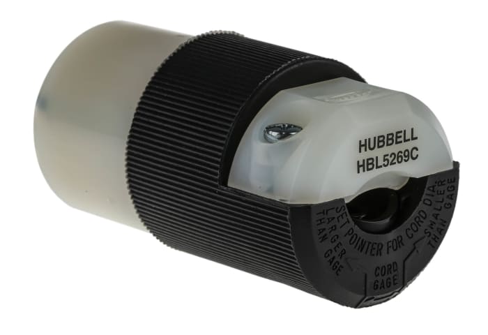 Hubbell USA Mains Connector, 15A Black, Cable Mount Nylon Screw, 125 V