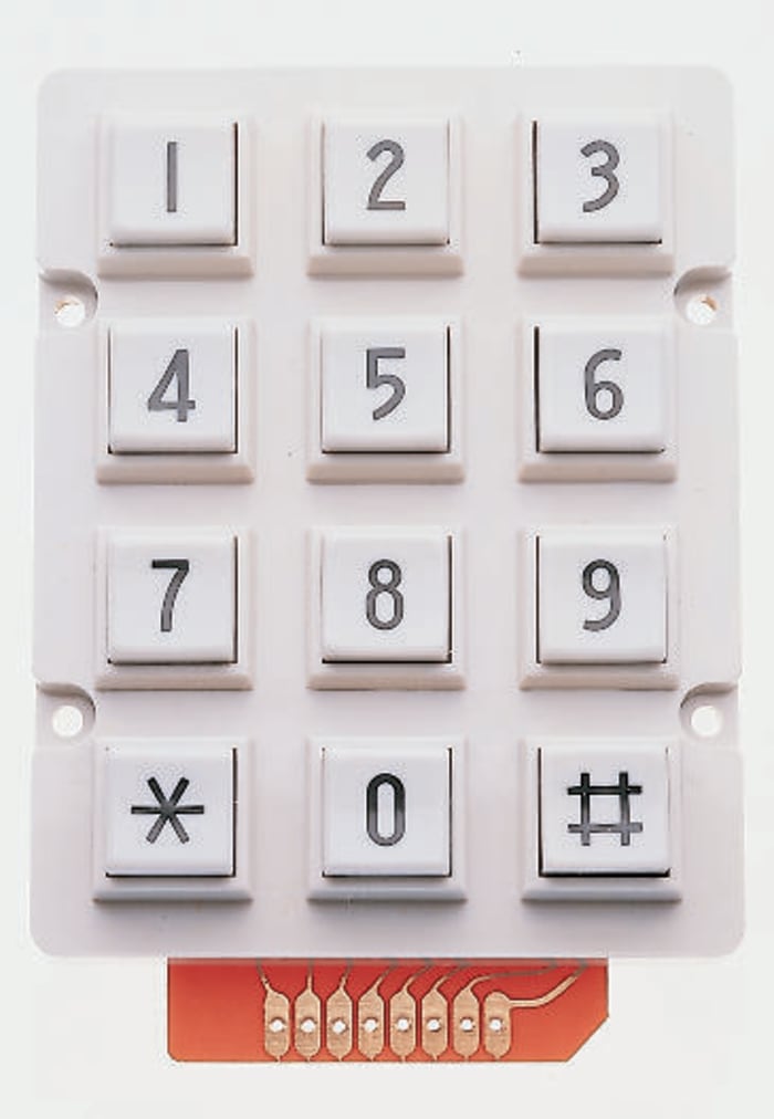 Clavier numérique RS PRO, 12 touches type 4 x 3, Matriciel