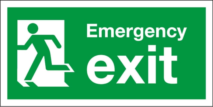 PVC Fire Exit Left, Emergency Exit, English, Non-Illuminated Emergency Exit Label