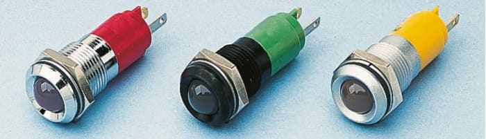 14mm red LED matt chrome,24Vac/dc