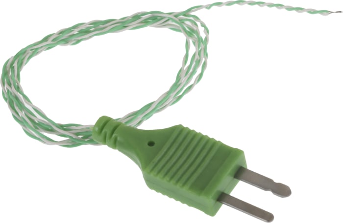 Thermocouple à jonction exposée RS PRO type K Ø 1/0.2mm, L 1m, +250°C max à Fiche mâle miniature surmoulée