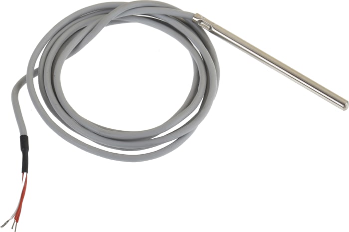 RS PRO PT100 RTD Sensor, 6mm Dia, 100mm Long, 3 Wire, Probe, Class A +200°C Max