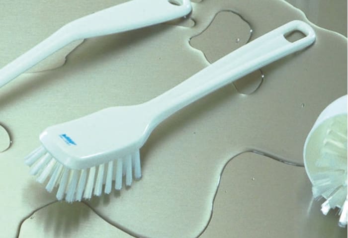 Vikan Medium Bristle Red Scrubbing Brush, 23mm bristle length, PET bristle material