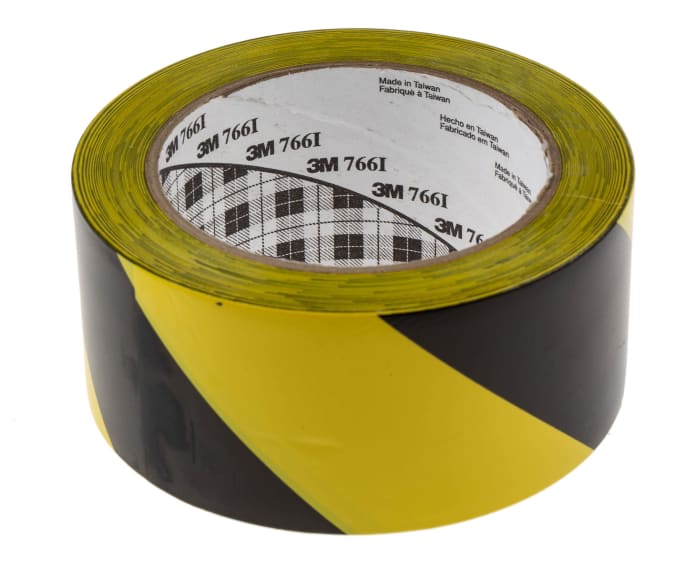 3M Scotch 766 Black, Yellow Vinyl 33m Lane Marking Tape, 0.13mm Thickness