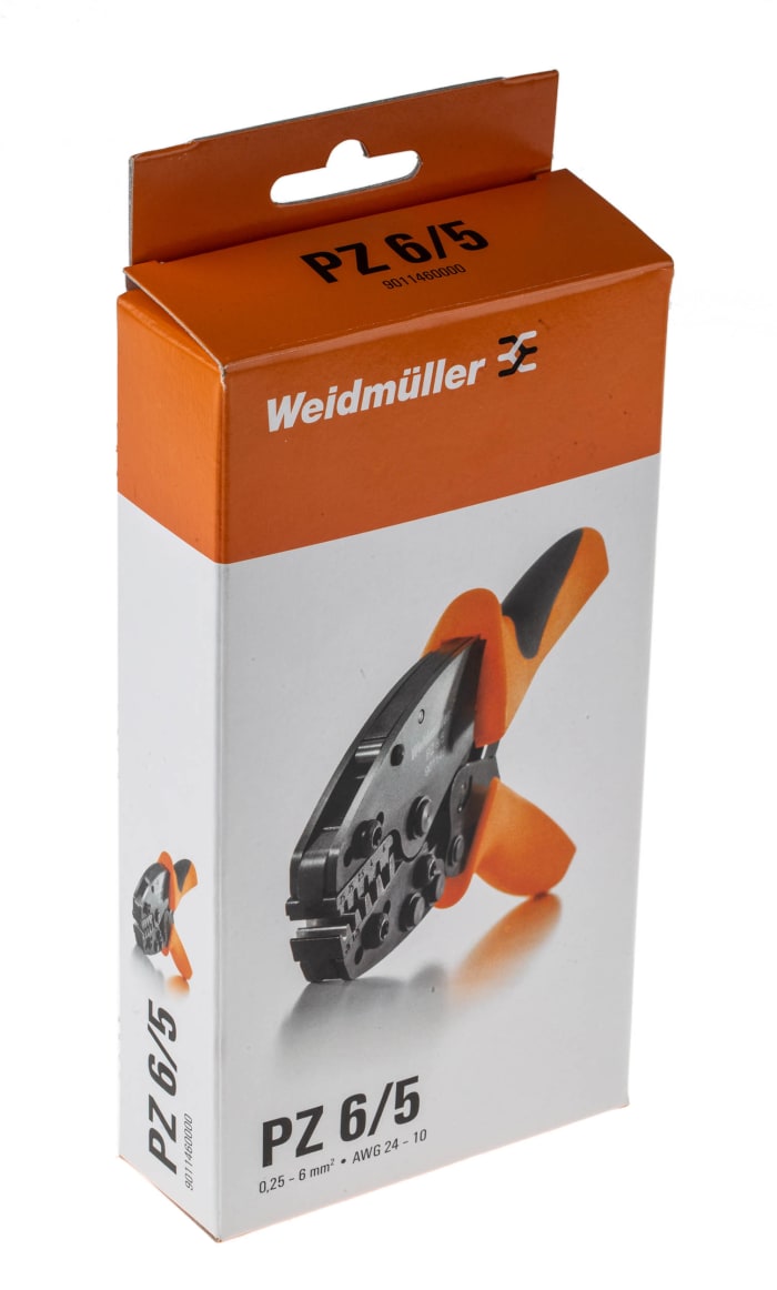 Weidmuller PZ6/5 PZ 6/5 Hand Ratcheting Crimp Tool for Wire Ferrules, 9011460000