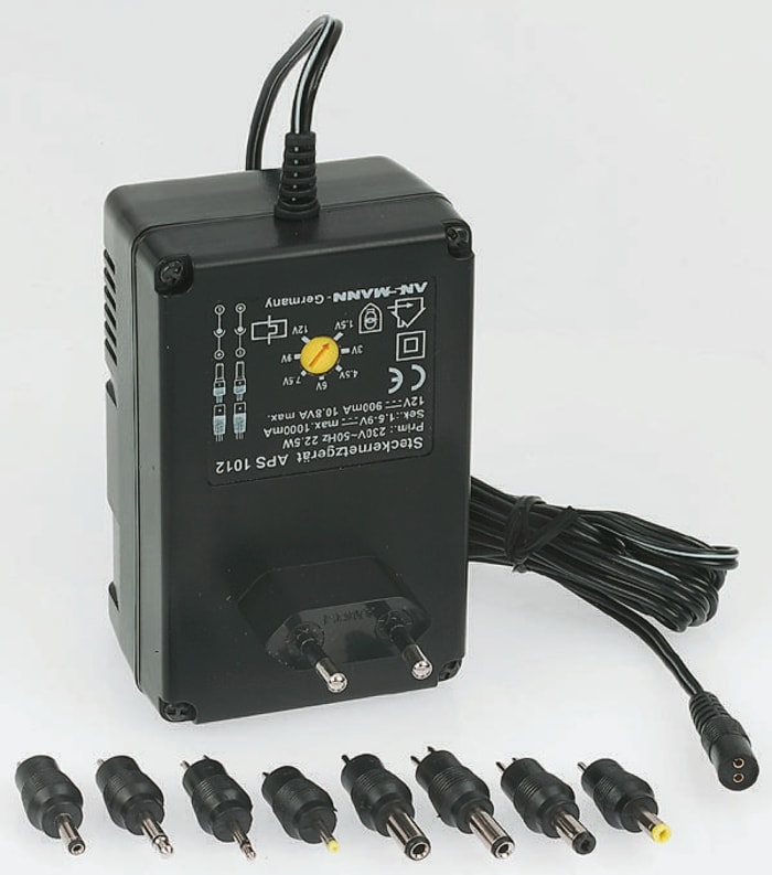 ANSMANN Plug In Power Supply 1.5 to 12 V dc, Output, 100 mA, 900 mA Output