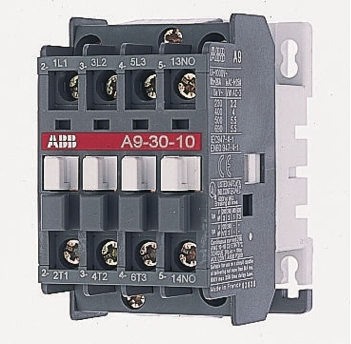 ABB A Line Series Contactor, 110 V ac Coil, 3-Pole, 27 A, 5.5 kW, 3NO, 690 V ac