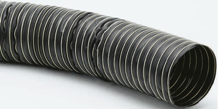 RS PRO Black Glass Fibre Reinforced Neoprene Reinforced Flexible Ducting, 4m, 25mm Bend Radius