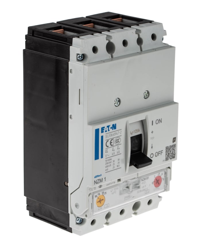 Disjoncteur Eaton xEnergy 3 pôles, 125A, pouvoir de coupure 25 kA, montage fixe