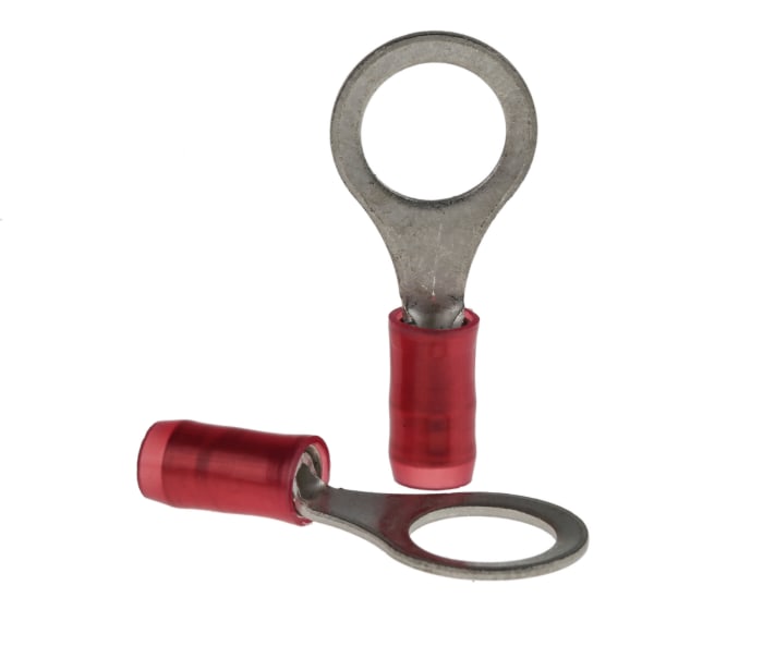 TE Connectivity, PIDG Insulated Ring Terminal, M8 Stud Size, 0.26mm² to 1.65mm² Wire Size, Red