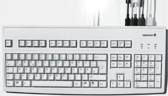 Cherry G83-6504LADGB-0 Wired PS/2 Compact Keyboard, QWERTY (UK), Grey