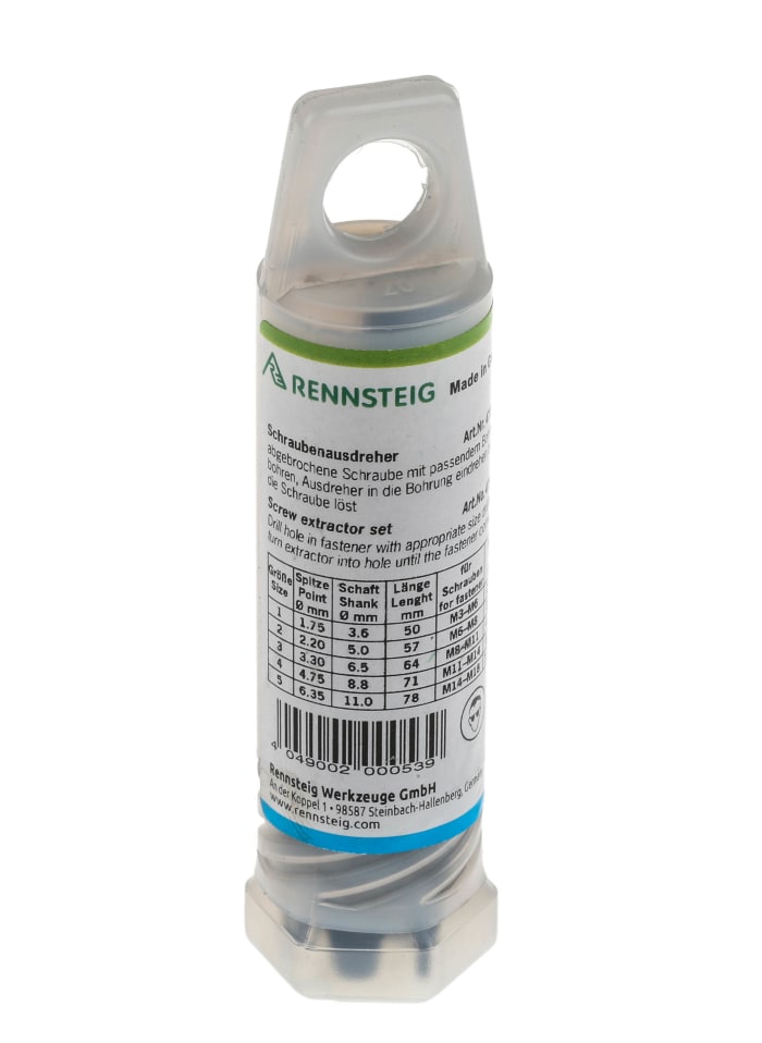 Jeu d'extracteurs de vis RS PRO 5 pièces Acier chrome vanadium