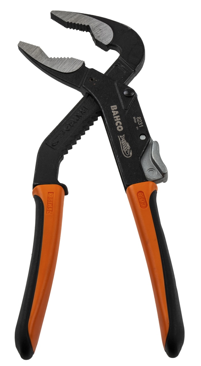 Bahco 4-Piece Water Pump Pliers, 225 mm Overall, Bent Tip, 53,5mm Jaw