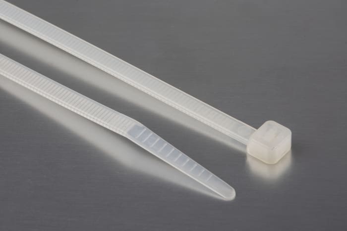 Serre-câble RS PRO, 203mm x 4.6 mm, Naturel, en Nylon 66, x 100