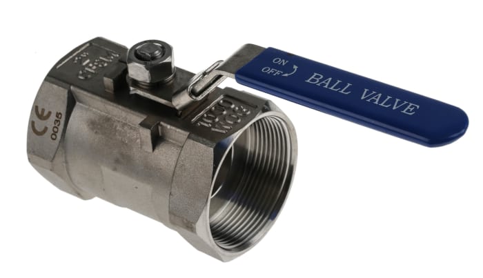 RS PRO Stainless Steel Reduced Bore, 2 Way, Ball Valve, Threaded, BSPP 2in, 68bar Operating Pressure