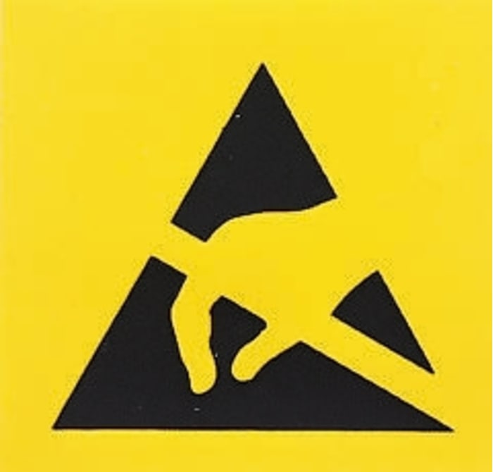Signs & Labels Black/Yellow Vinyl ESD Label, Protection Of Electrostatic Sensitive Device-Text 25 mm x 25mm