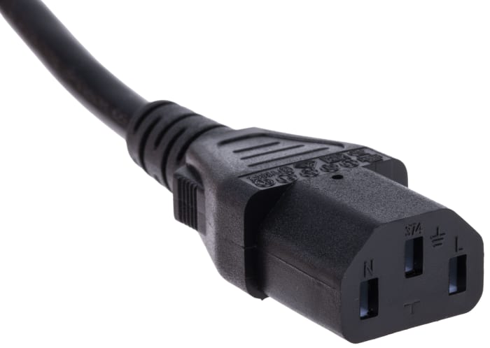 RS PRO Straight IEC C13 Socket to Straight CEE 7/7 Plug Power Cable, 5m