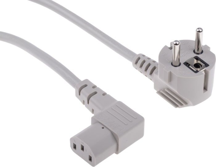 RS PRO IEC C13 Socket to CEE 7/7 Plug Power Cord, 2.5m