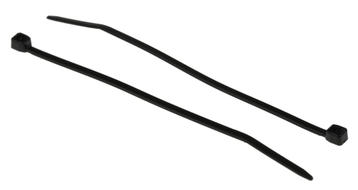 RS PRO Cable Tie, Sub Miniature, 71mm x 1.6 mm, Black Nylon, Pk-100