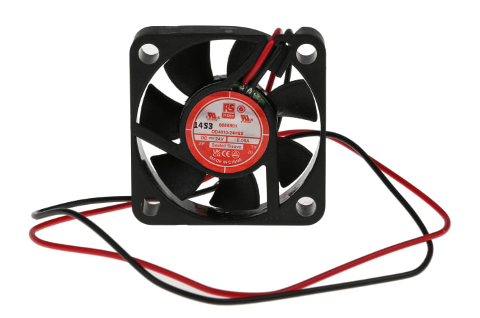 RS PRO Axial Fan, 24 V dc, DC Operation, 11.4m³/h, 1.4W, 90mA Max, 40 x 40 x 10mm