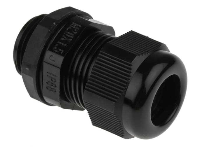 Prensaestopas RS PRO de Nylon Negro, rosca M20, contratuerca incluida, IP68, Pirorretardante, autoextinguible